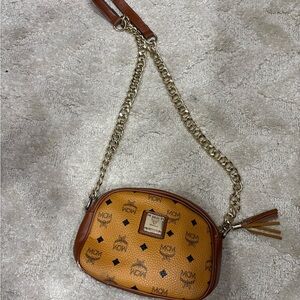 MCM Brown Crossbody Bag with Gold Chain